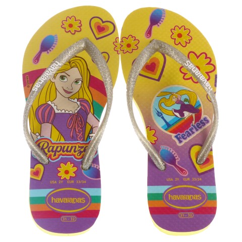 Sandalias Infantiles Havaianas Kids Slim Princes Amarillo - Dorado