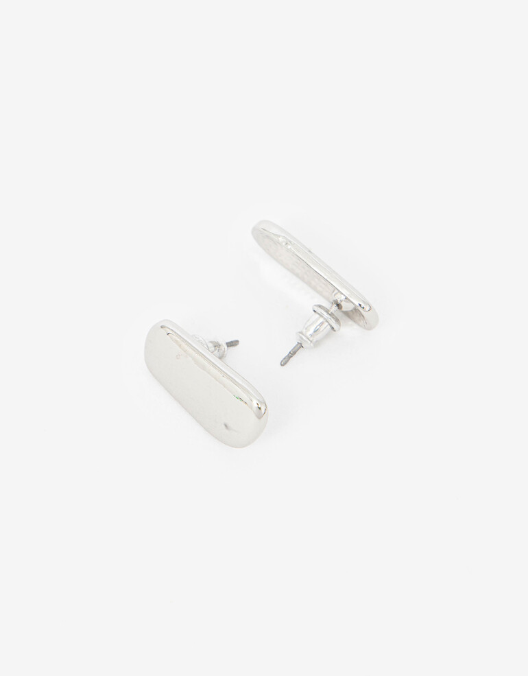 Aros Pasantes Metal Aros Rectangulares - Plateado Rodio