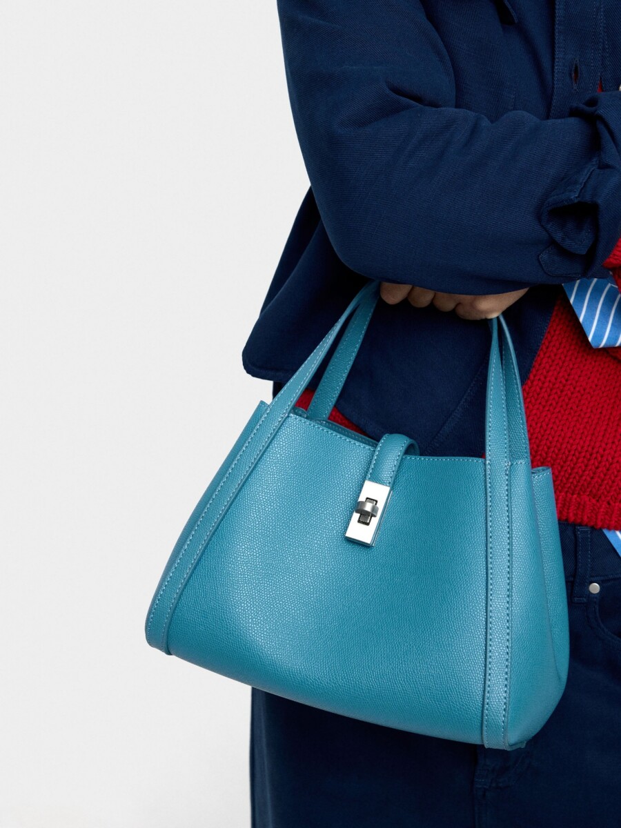 Bolso Tote Con Bolsa Interior azul