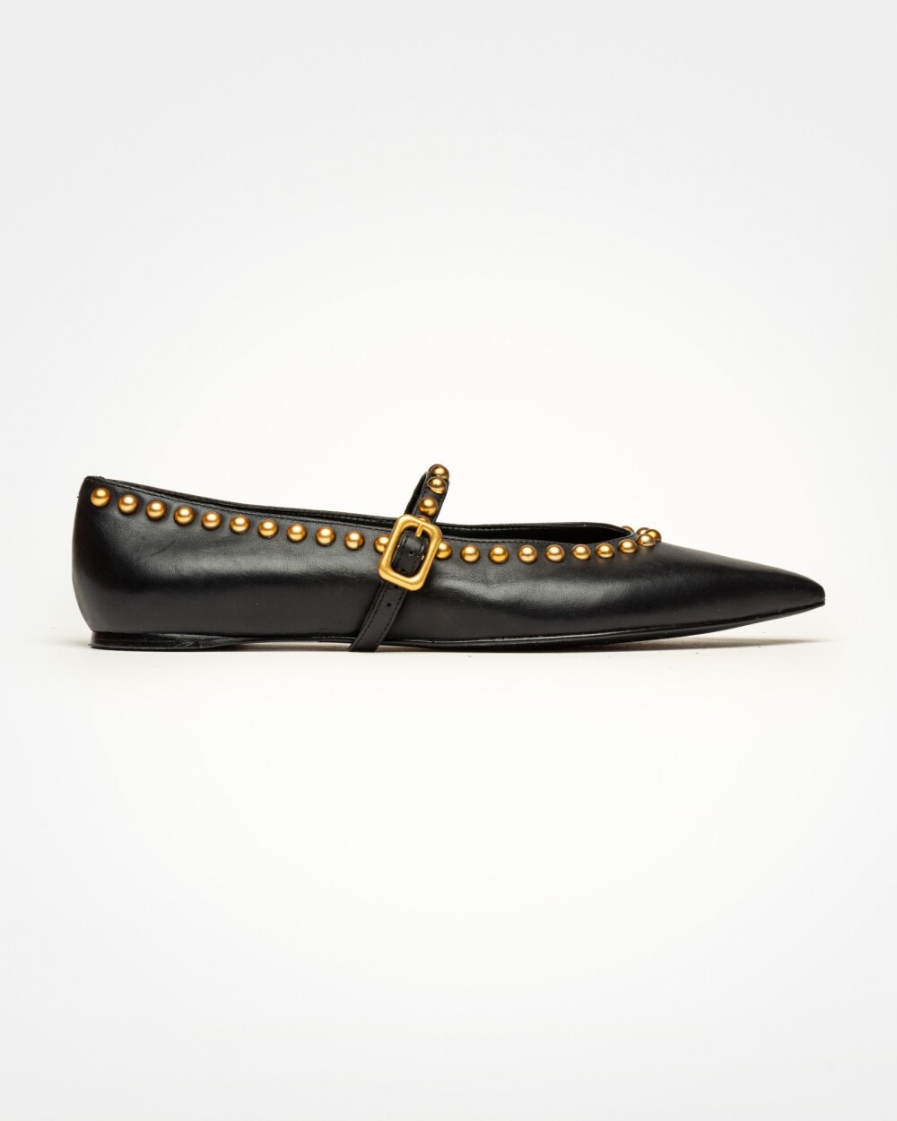 Ballerina Valerie en cuero liso Negro
