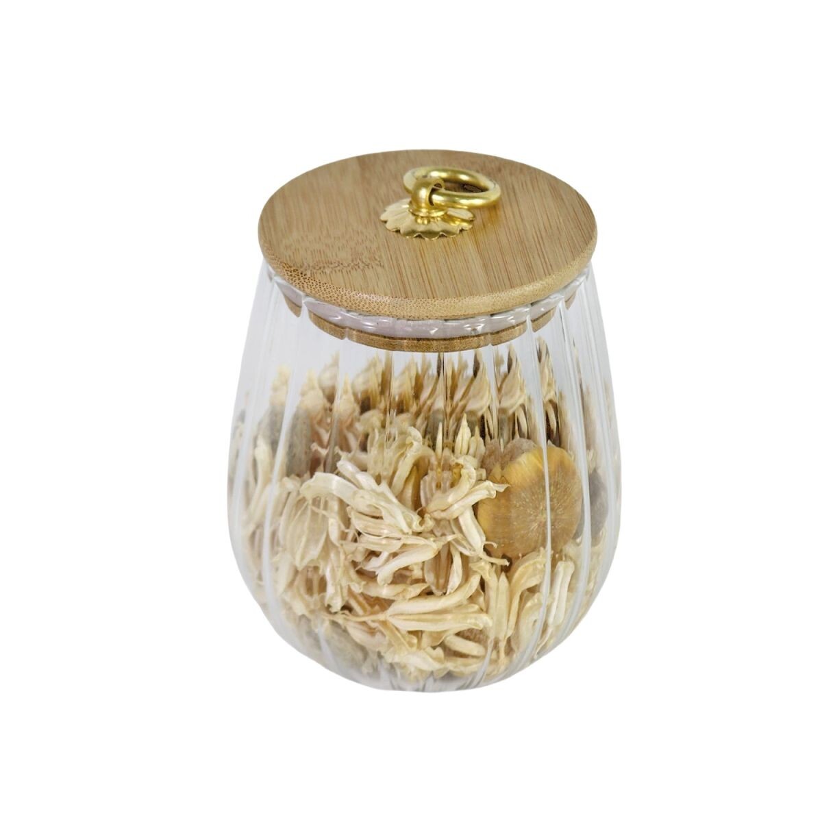 FLOR ARTIF SECA EN FRASCO VIDRIO 10X11CM 