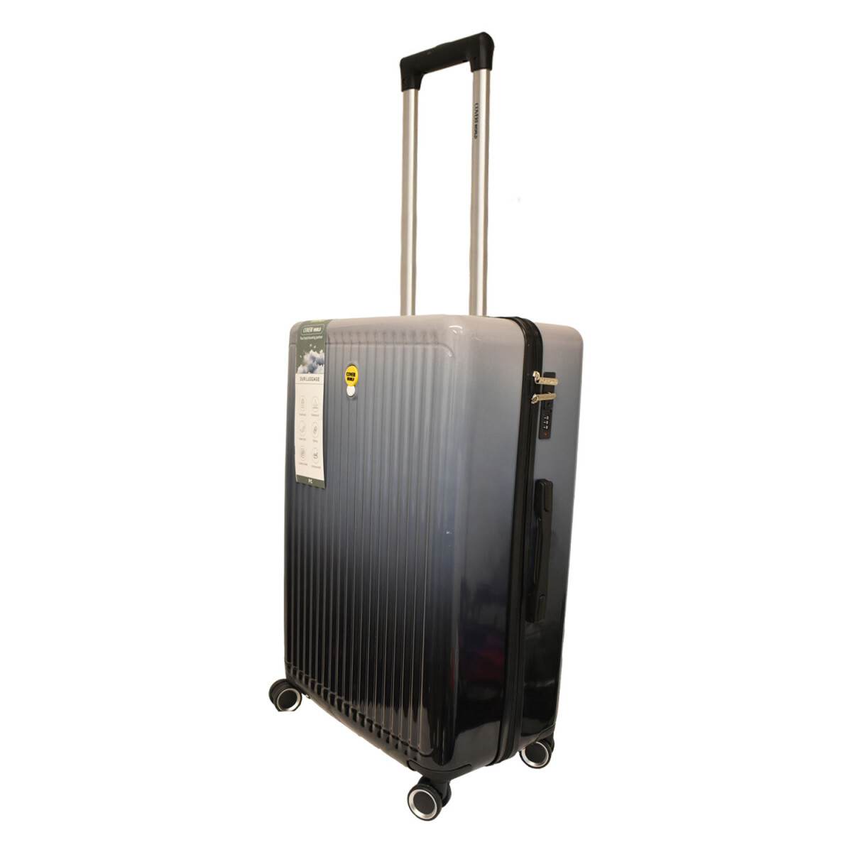 Valija Grande Rígida 4 Ruedas 360 Con Candado Tsa - Gris/negro 