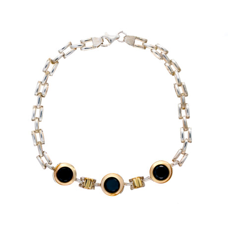 Pulsera de plata 925 y double en oro 18 ktes con circonias. Pulsera de plata 925 y double en oro 18 ktes con circonias.