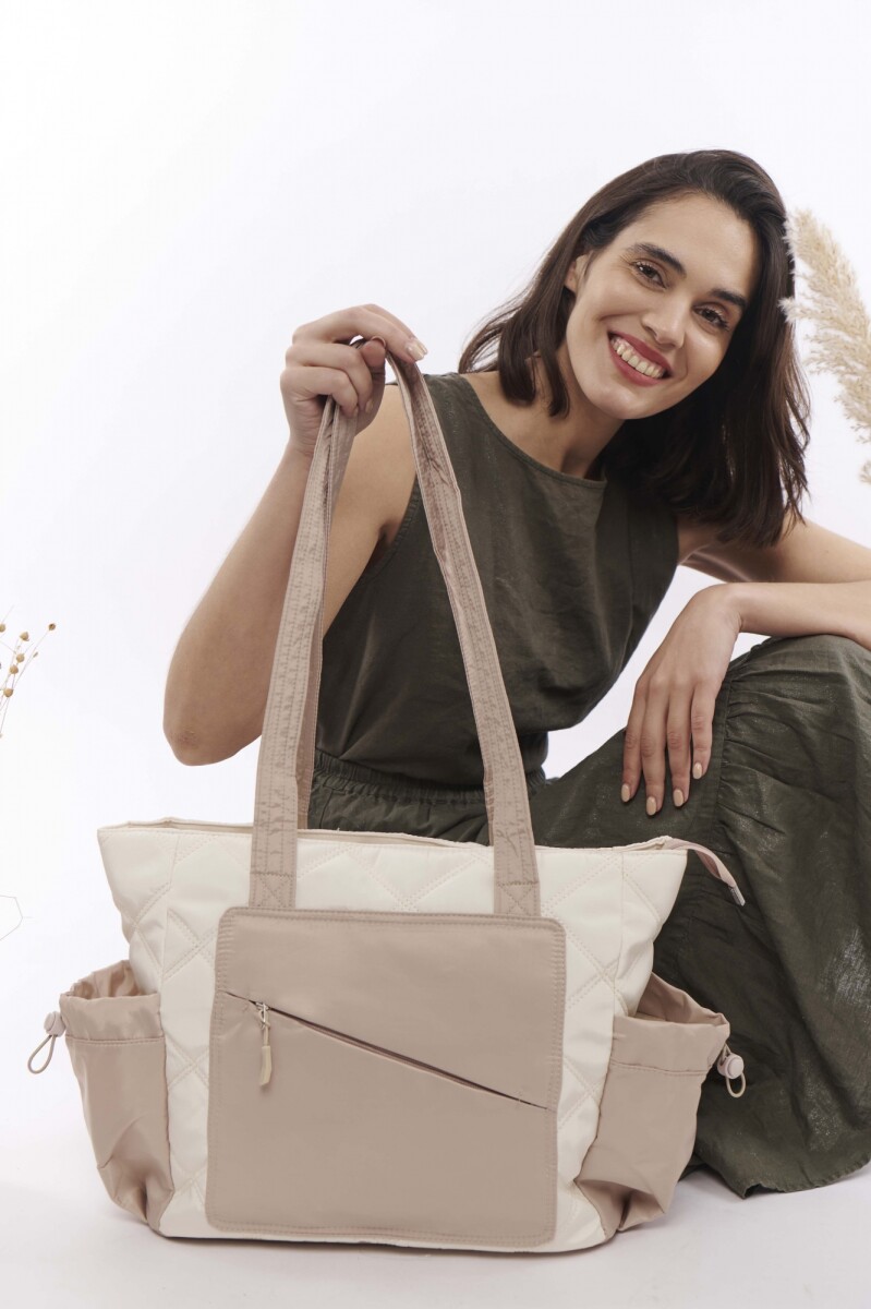 Cartera Tote Combinada - combinado c/ beige 