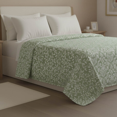 Colcha Estampada Microfibra Richmond 2 Plazas 220 x 240 cm 311-2 HOJAS VERDE