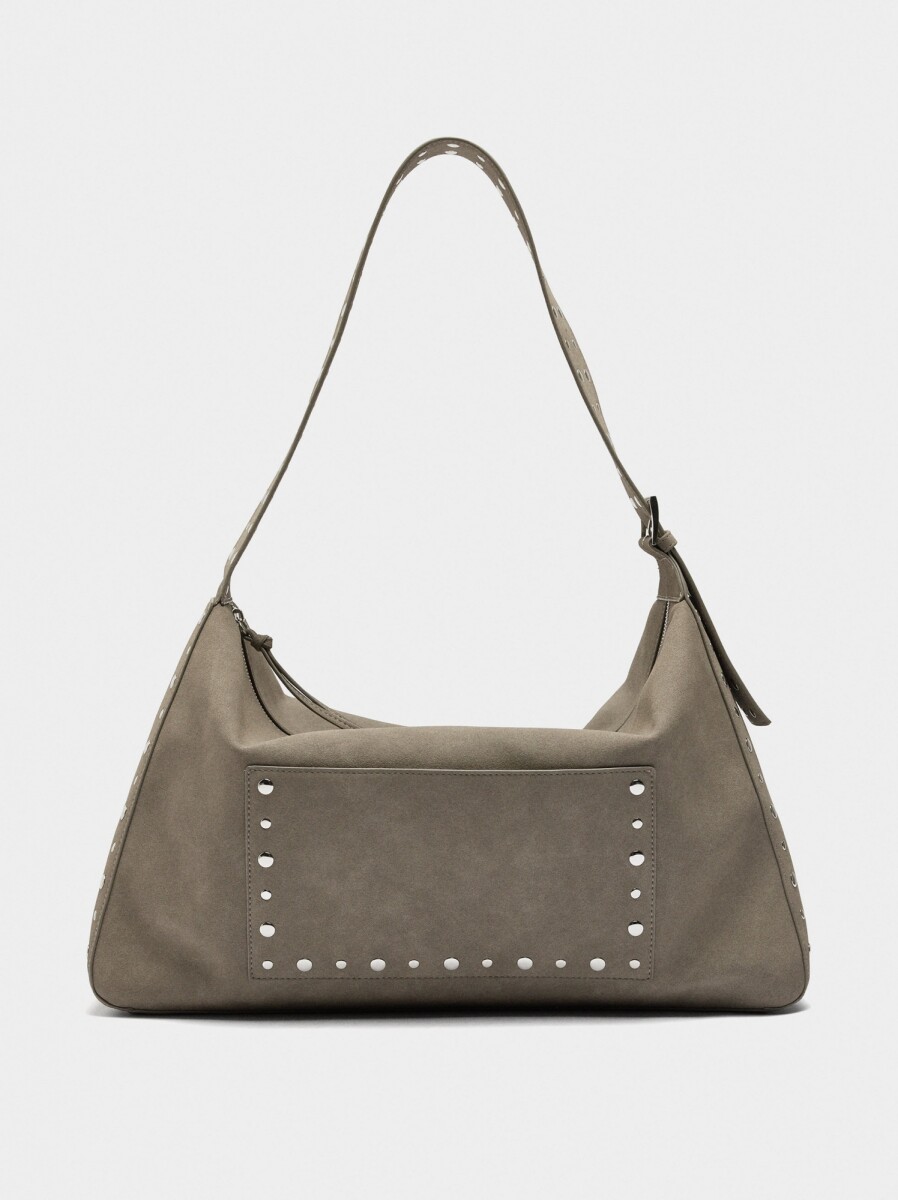 Bolso De Mano Efecto Piel Con Tachuelas - blanco 