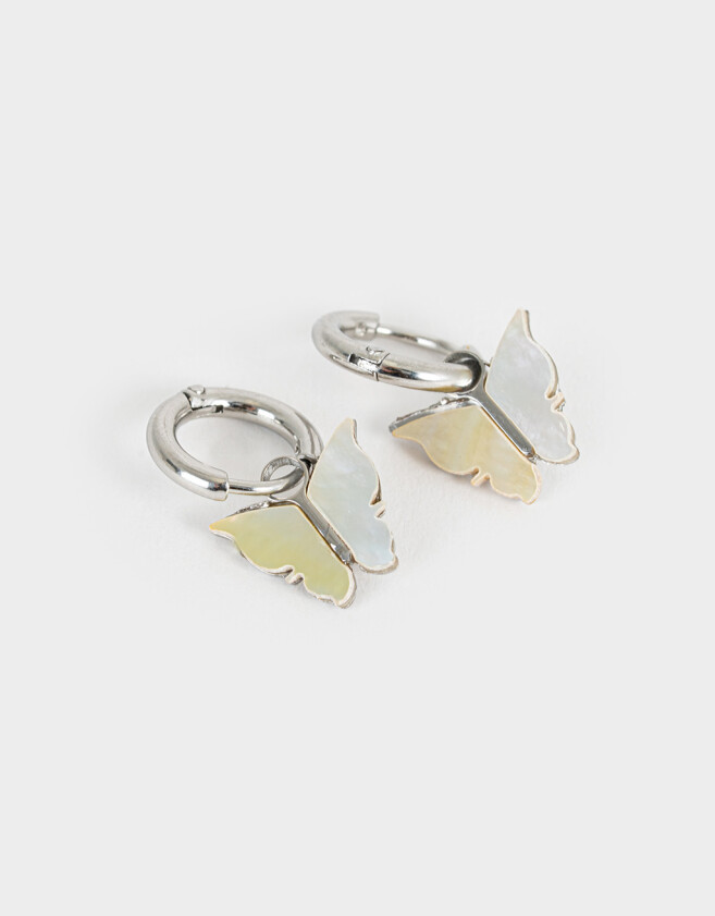 Aros Argollas Premium Gold Aros Argollas De Mariposa - Plateado