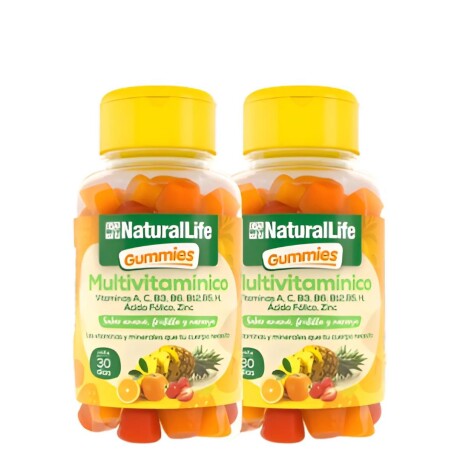 Pack x2 multivitamínico x60 gomitas ananá frutilla naranja Natural Life Pack x2 multivitamínico x60 gomitas ananá frutilla naranja Natural Life