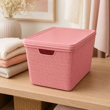 Caja organizadora Simil Rattan 22 litros Rosado Caja organizadora Simil Rattan 22 litros Rosado