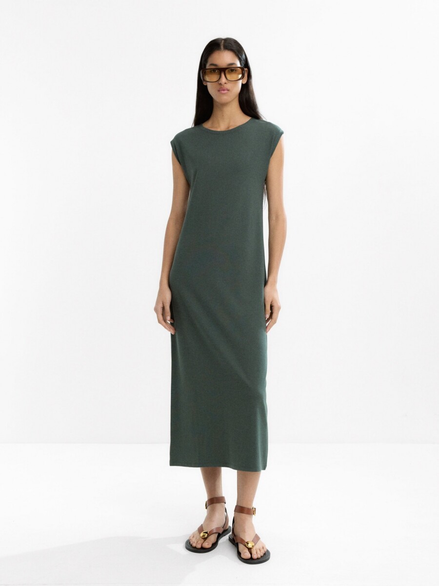 Vestido Midi Liso caqui