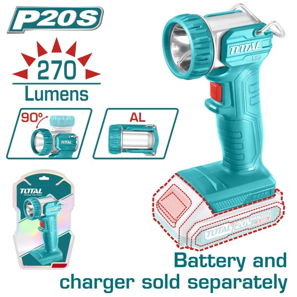 LINTERNA LED 20V 270LUM TOTAL INDUSTRIAL LINTERNA LED 20V 270LUM TOTAL INDUSTRIAL