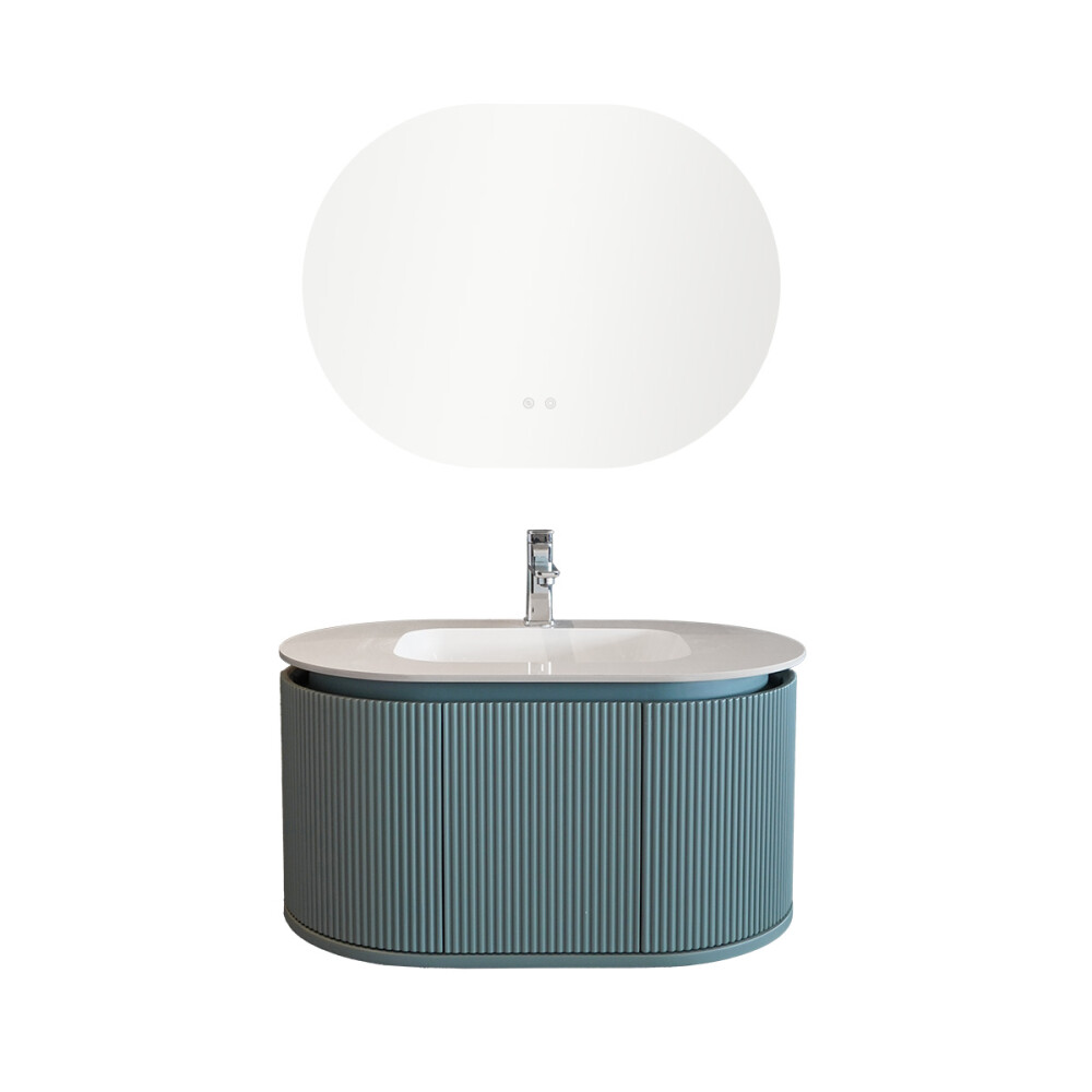 CONJUNTO DE BAÑO HABITARE MODELO LT6004-80 / MUEBLE PVC+ BACHA + ESPEJO CIRCULAR C/ LUZ LED - 80 cm Conjunto De Baño Habitare Modelo Lt6004-80 / Mueble Pvc+ Bacha + Espejo Circular C/ Luz Led - 80 Cm