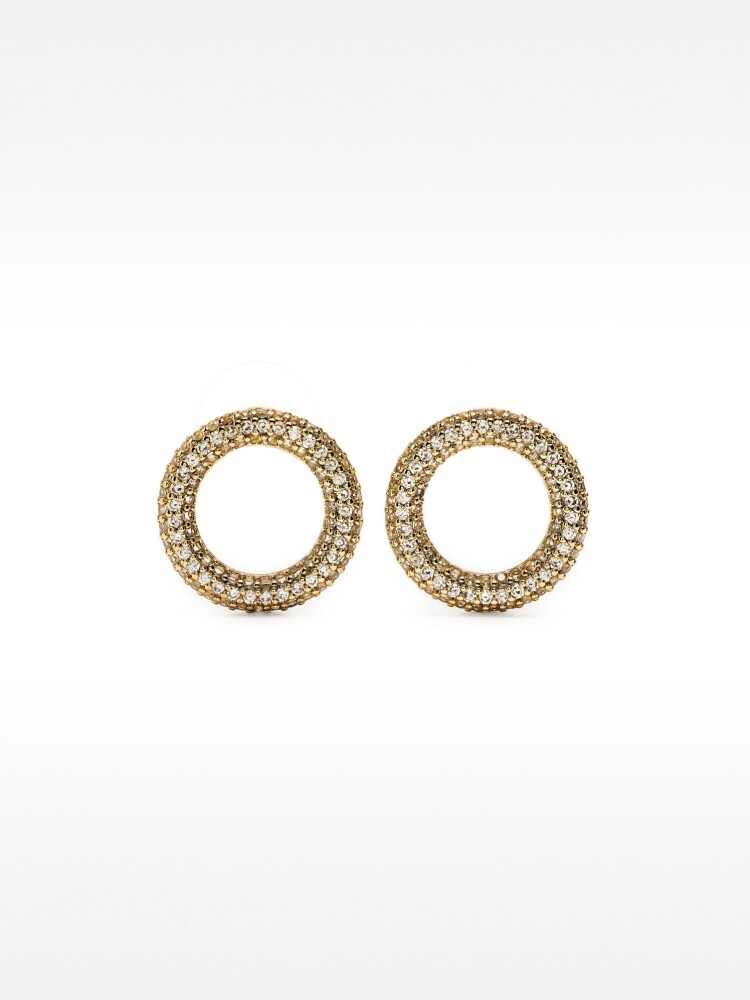 Pendientes Redondos De Circonitas dorado