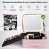 Maletín organizador de Comesticos con Espejo Led Rosado Maletín organizador de Comesticos con Espejo Led Rosado