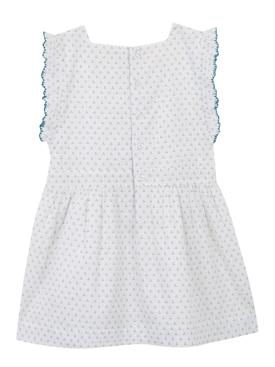 Vestido Con Lunares Pequeã±os Con Bordad Blanco
