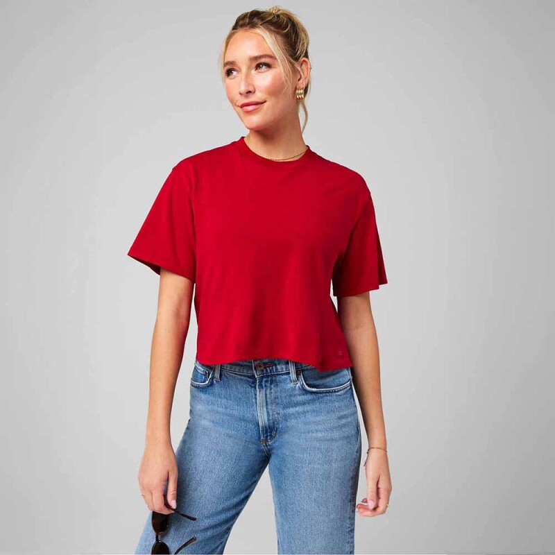 Polo Cotton Boxy Tee Mujer Holly Berry