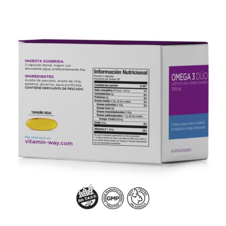 Pack Vitaminway Omega 3 Dúo x 60 cap. 2da unidad 30 % off Pack Vitaminway Omega 3 Dúo x 60 cap. 2da unidad 30 % off