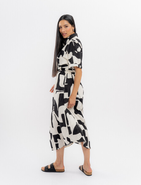 Vestido camisero estampado negro