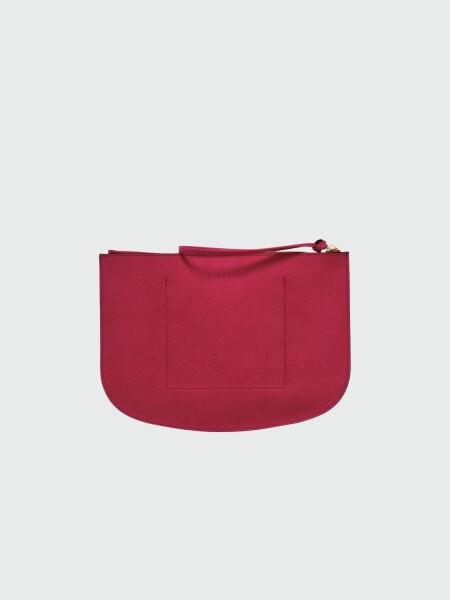 Longchamp- Clutch de cuero con muñequera, Épure Magenta