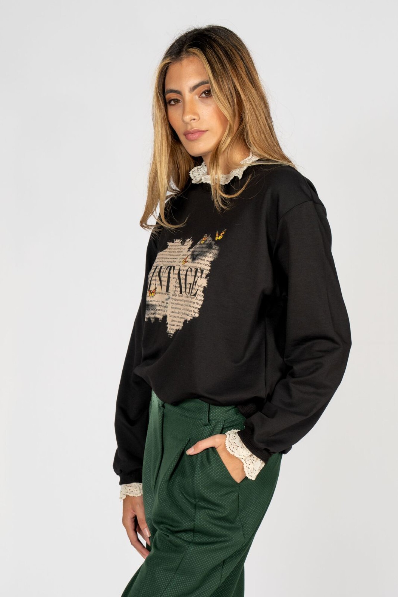 Sudadera Ted en negro vintage Bittersweet