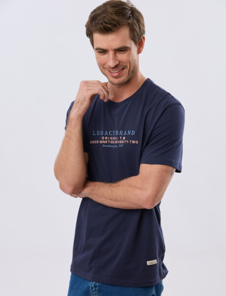 REMERA ESTAMPADA DE ALGODÓN Azul
