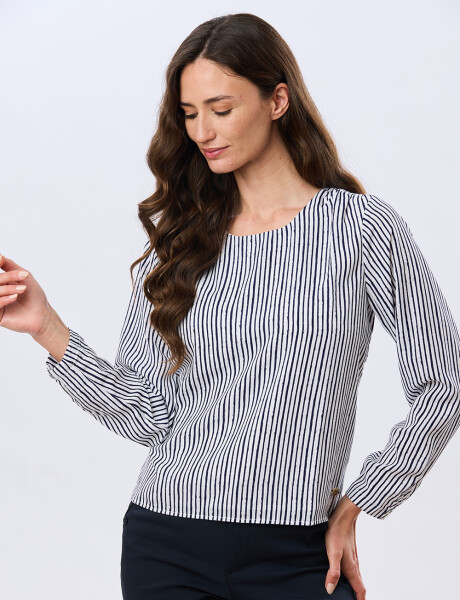 BLUSA CLÁSICA Raya Azul