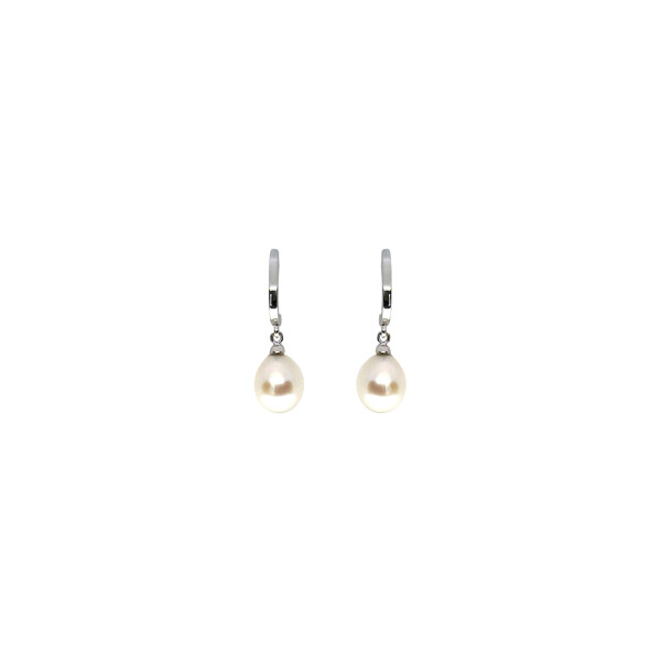 Caravanas - medio aro en oro blanco 18k con perlas Caravanas - medio aro en oro blanco 18k con perlas