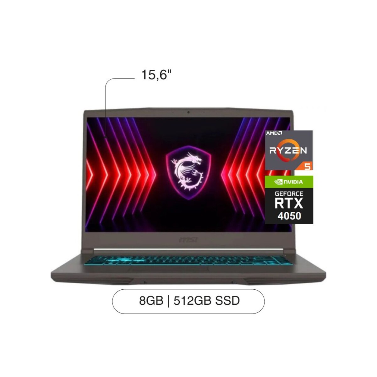 Notebook MSI Thin A15 15,6' FHD 512GB / 8GB RAM Ryzen 5-7535HS RTX4050 W11 