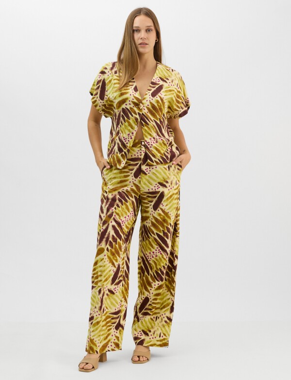 Conjunto Estampado Con Motivos Abstractos MULTI/VERDE