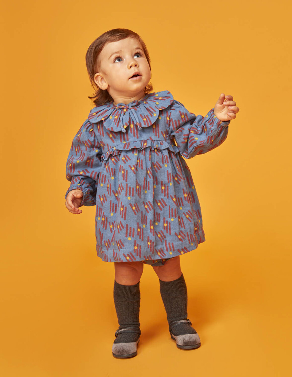 Vestido Estampado Geometrico - Azulado 