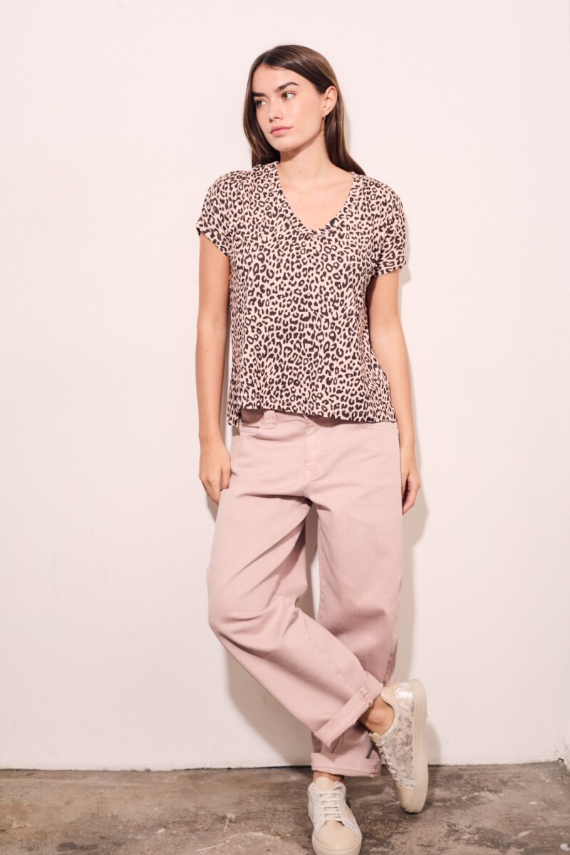 Remera Animal Print Rosa