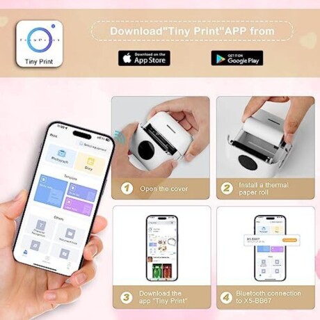 Mini impresora bluetooth térmica rosa V01