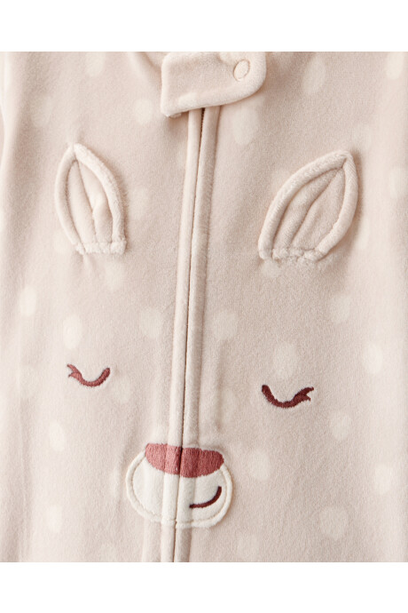 Pijama una pieza de micropolar, con pie, estampa ciervo Sin color