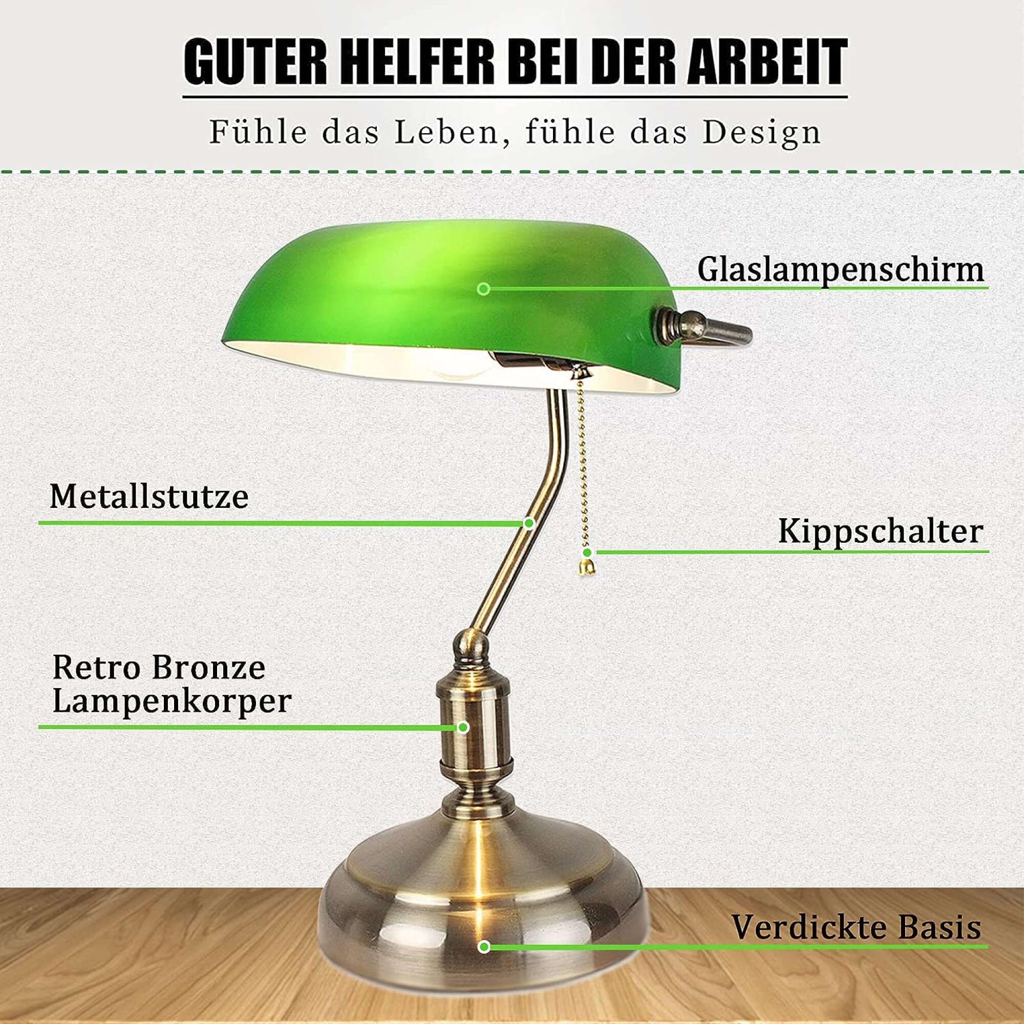 Comprar lámpara de escritorio de banquero verde en