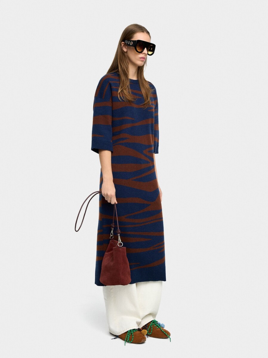 Vestido De Punto Jacquard - multicolor 