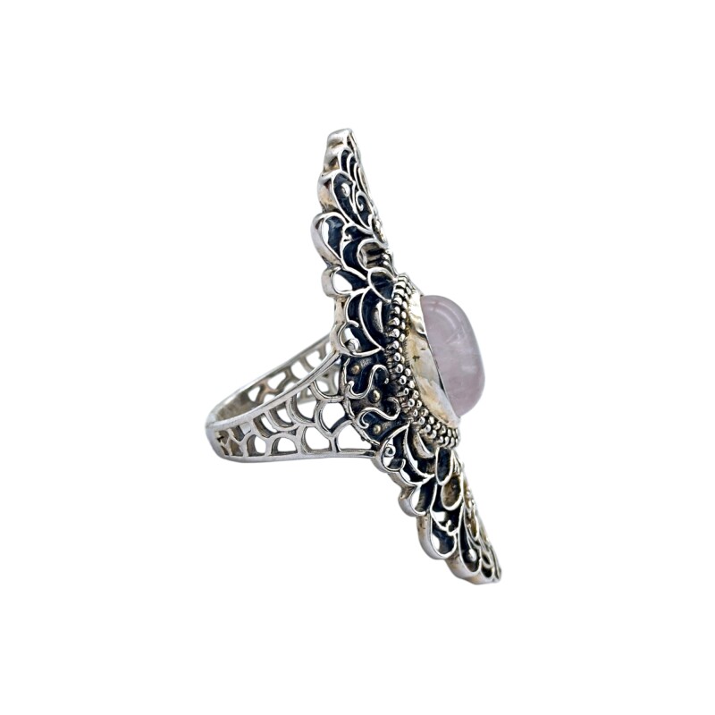 Anillo Calado-Plata 925-Piedra cuarzo rosa-AN3952 conpiedra