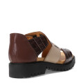 Sandalias de Mujer Furtiva Paola Combinada Marrón Tabaco - Marrón Chocolate - Beige