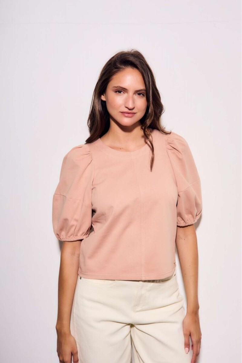 Remera Algodón Manga Globo - Rosa 