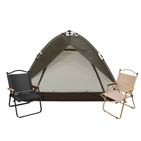 Carpa para 2 personas + 2 sillas plegables Marron