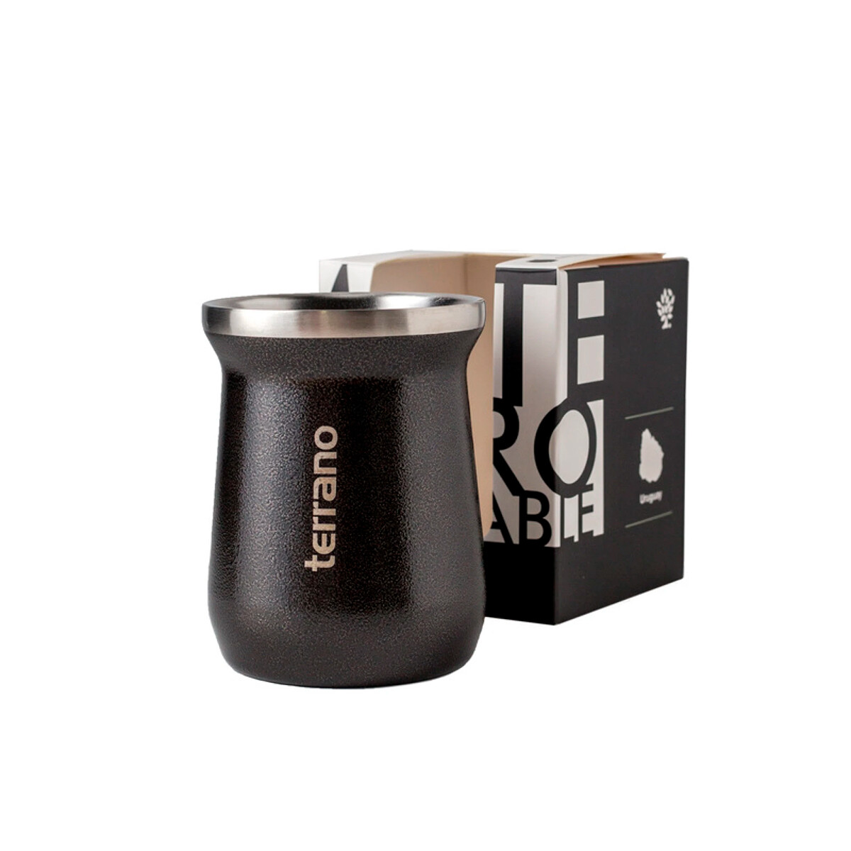 Mate Terrano Flap con Tapa Acero Inoxidable - NEGRO 