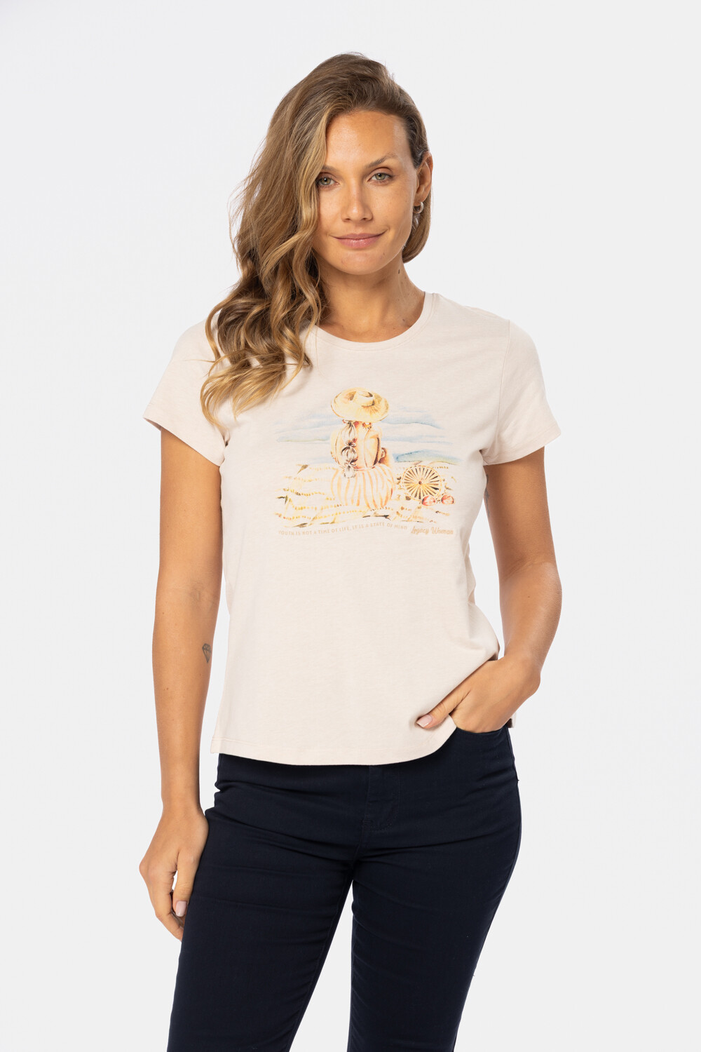 REMERA ESTAMPADA Beige