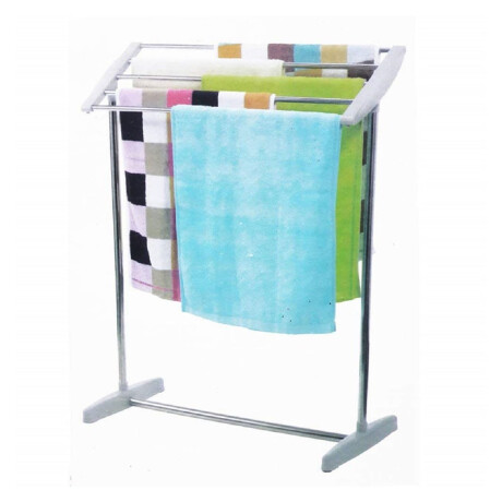 Tendedero Toallero de Piso Móvil para Ropa en Acero Inox Plateado