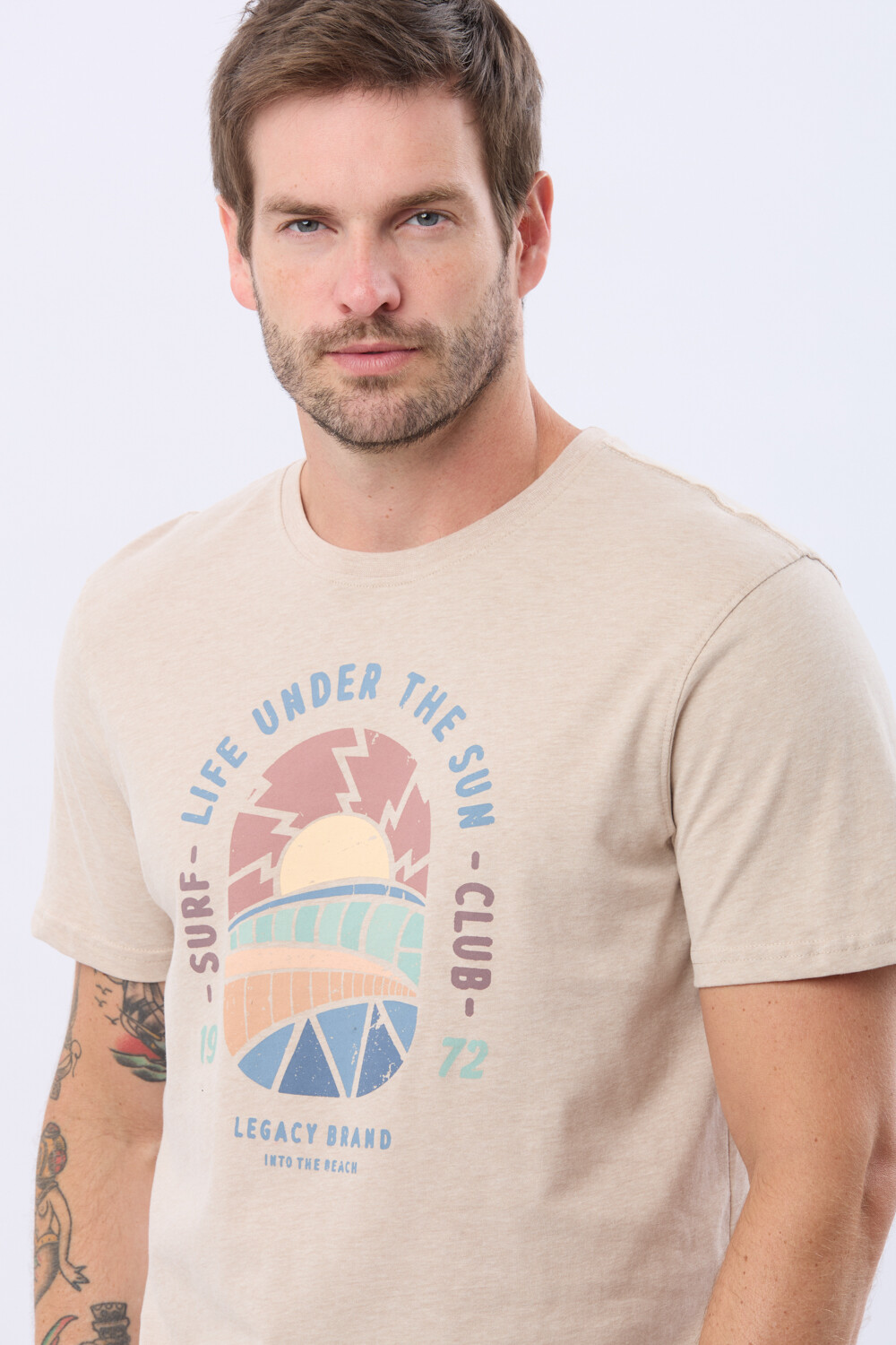 REMERA ESTAMPADA DE ALGODÓN Beige