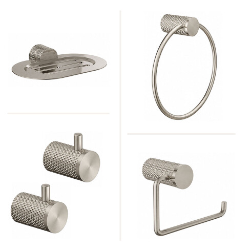 SET DE ACCESORIOS PARA BAÑO METAL SIGNATURE GRIS BRUSHED GRIS-BRUSHED NICKEL