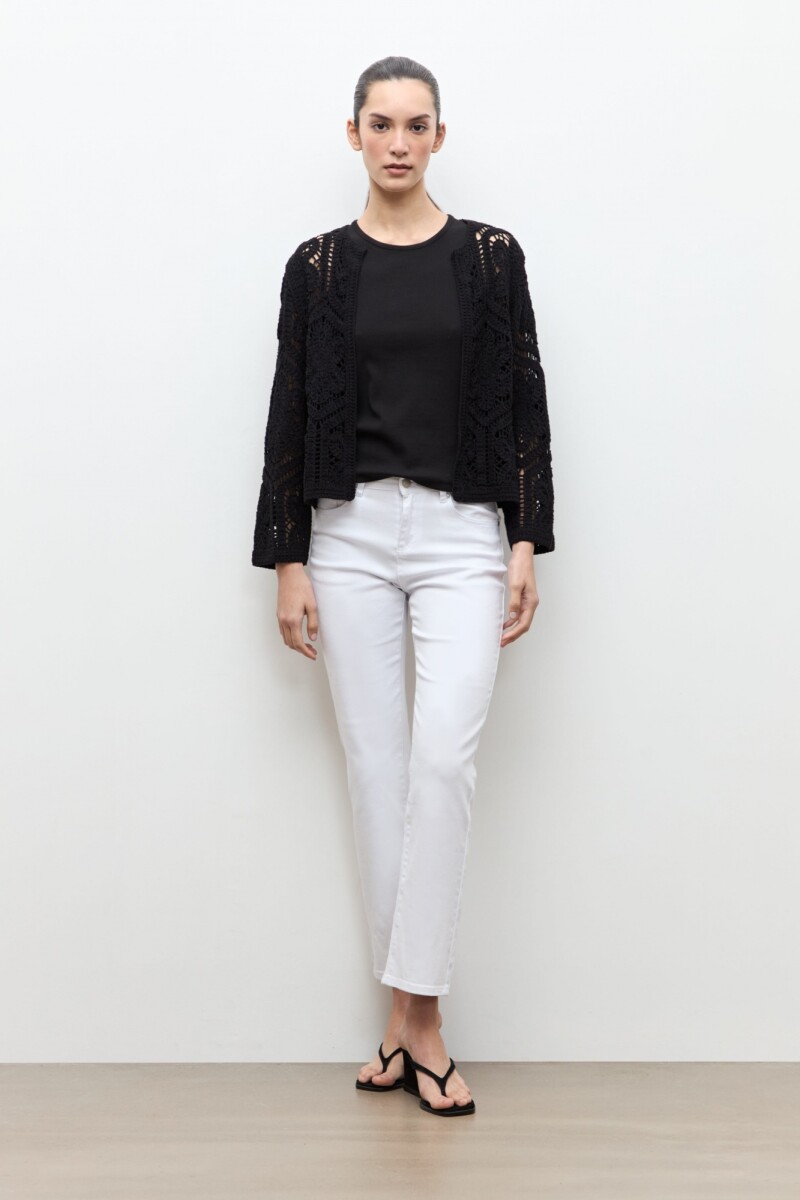 Chaqueta tejida crochet negro