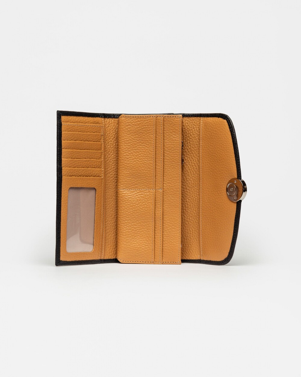 Billetera The Circle en cuero graneado Negro