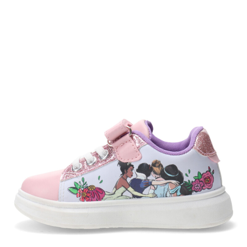 Championes Infantiles Disney Princesa c/Velcros Rosa - Blanco