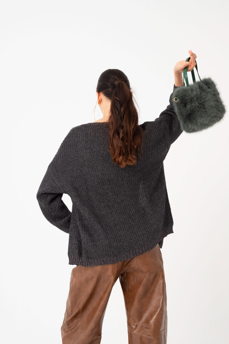 Cardigan con Lurex Gris
