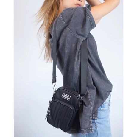 Bolso Compacto Capitoneado con Doble Bolsillo Canva Ideal Celular Negro