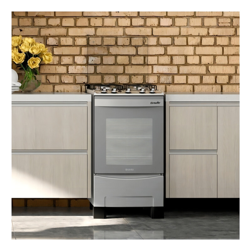 Cocina Mueller Decorato 4b Color Inox Puerta Con Visor 220v Cocina Mueller Decorato 4b Color Inox Puerta Con Visor 220v
